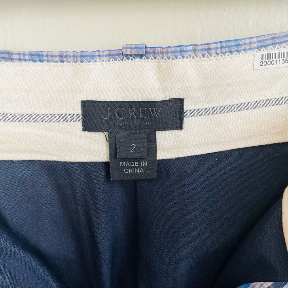 J. Crew Silk Blue Plaid Wide Leg Pant - Picture 6 of 8